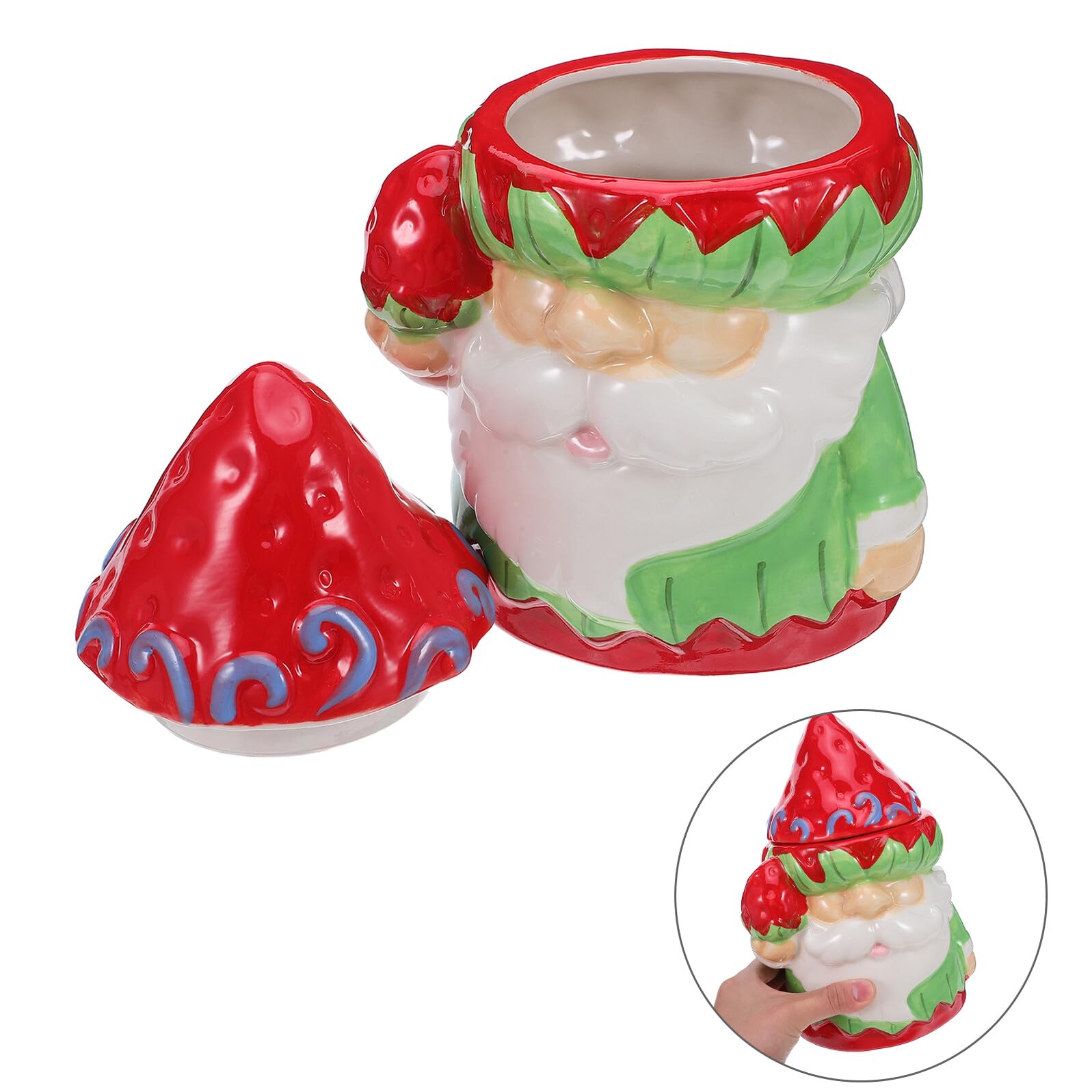 VALICLUD Boîte à Biscuits et Bonbons Céramique avec Couvercle Pot de Rangement de Noël Forme de Bonhomme de Boîte Unique pour Friandises Biscuits et Cadeaux Du Nouvel An