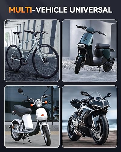 Miniatura 7 de Candado de disco para motocicleta con alarma, cerradura de scooter eléctrico resistente antirrobo con alarma de 120 dB, cable recordatorio de 5 pies