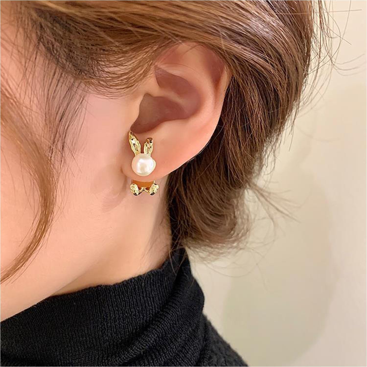 Easter Bunny Earrings for Women Cute Rabbit Earrings Pearl Bunny Jacket Earrings for Women Easter Jewelry - Image 3