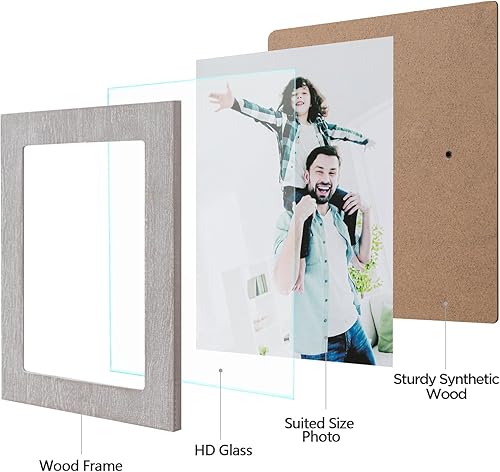 Miniatura 2 de eletecpro Juego de 4 marcos de fotos de 5 x 7 pulgadas, diseños de madera, decoración de pared, marcos de mesa y pared, marcos verticales y