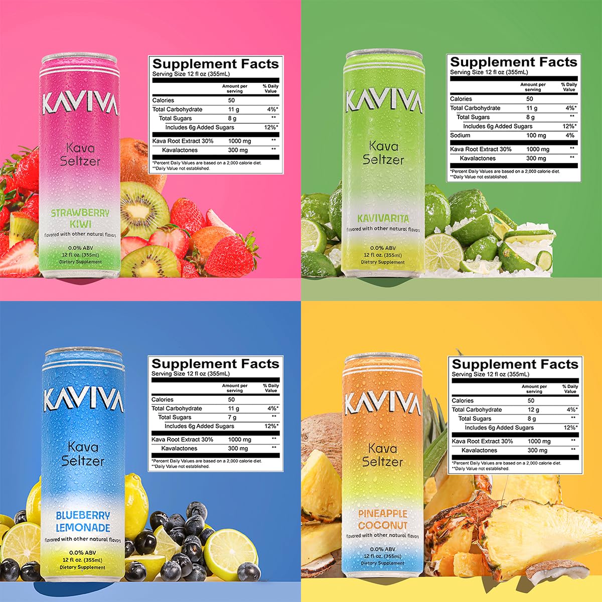Kaviva | Kava & Seltzer | Relaxation Drink | 50 calories | All Natural | Non-ALC Functional Beverage | Refreshing Alternative | Clean Ingredients — Amazon image 2