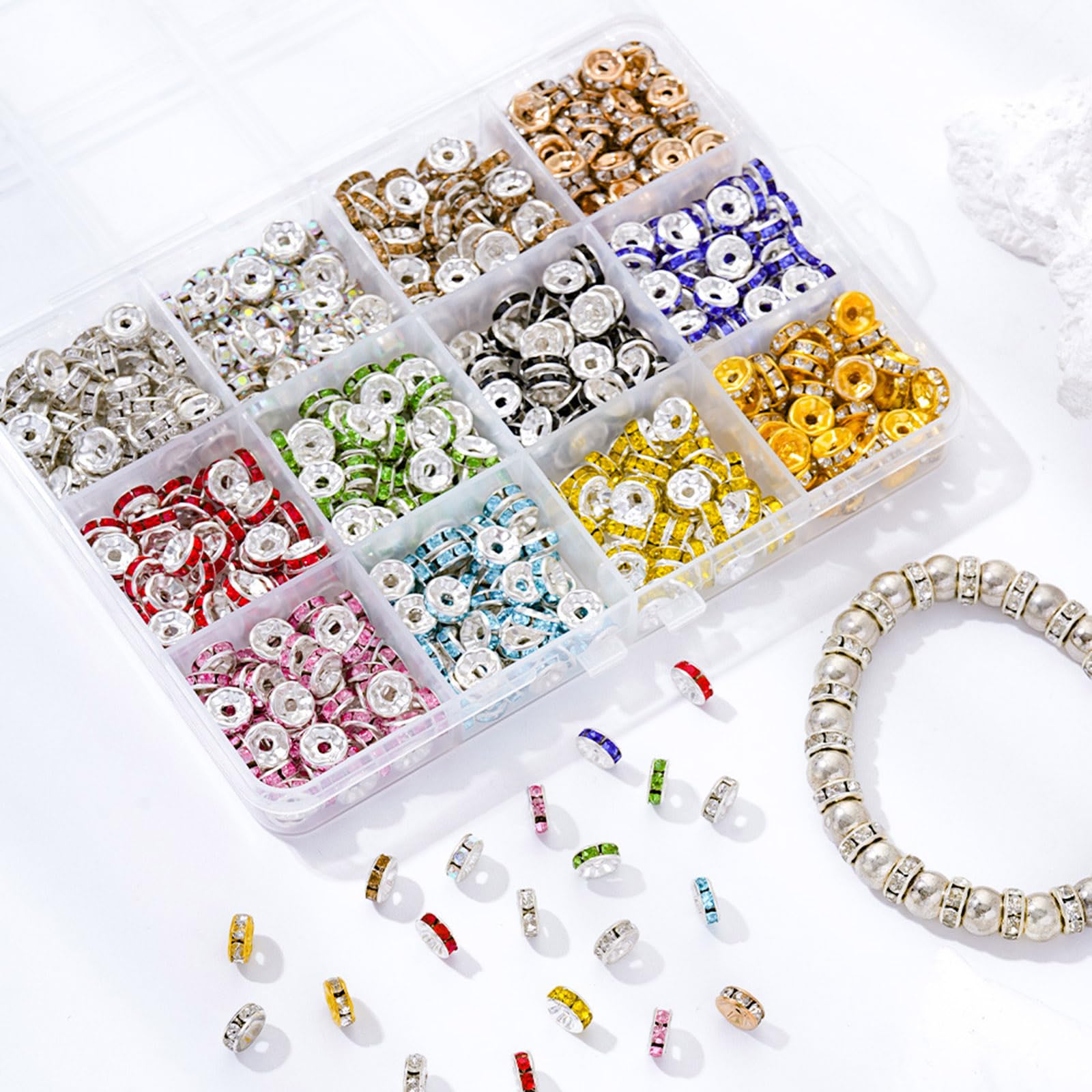Contenitore multiuso con 12 scomparti per perline e strass, con materiali robusti, organizer per perline da costruzione, per artigianato