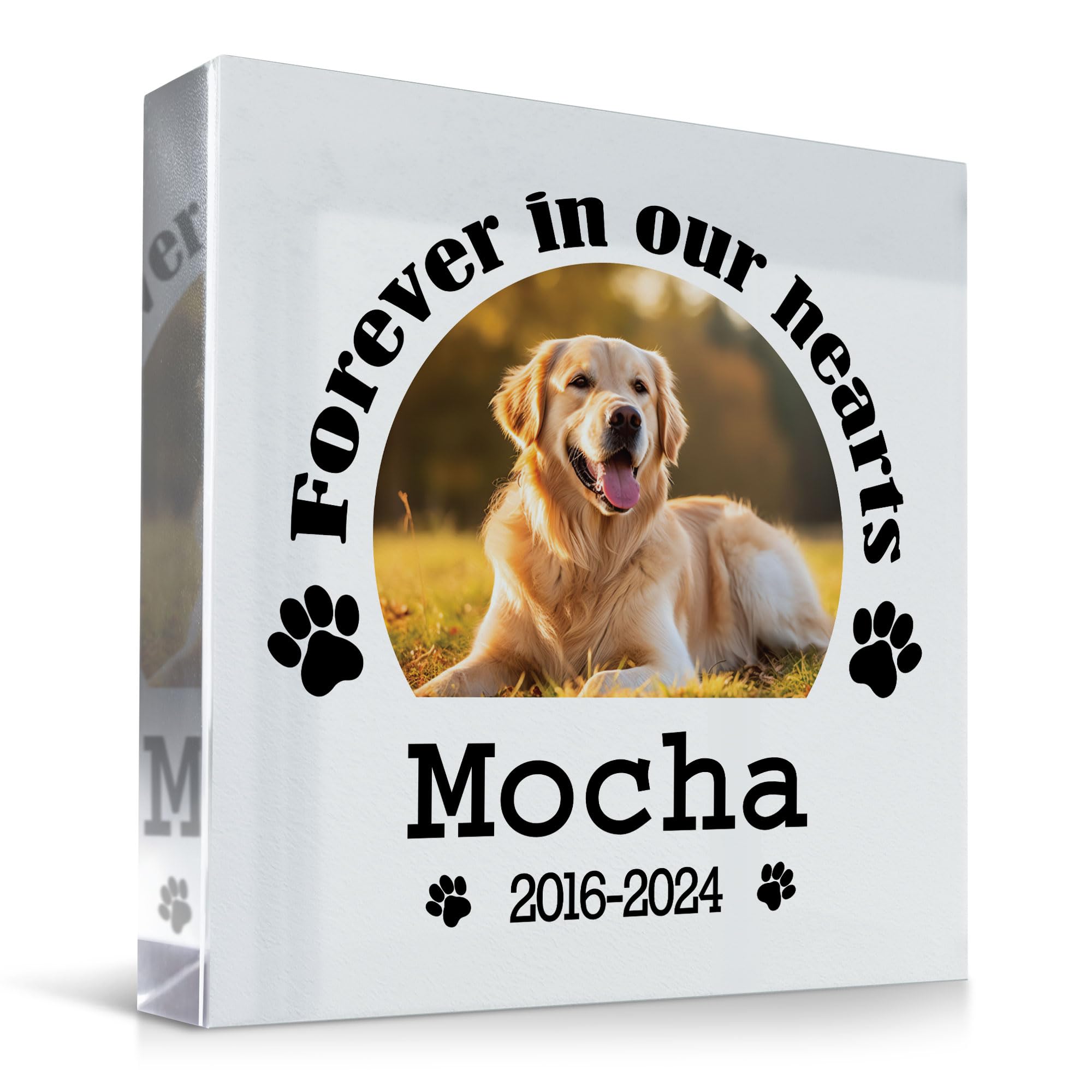 RED OCEAN Personalised Dog Memorial Gifts Custom Pet Memorial Plaques Pet Bereavement Gifts with Any Photo & Name Natural Slate Grave Plaque Gifts for Loss of Dog Cat Pet Puppy (Design 9)