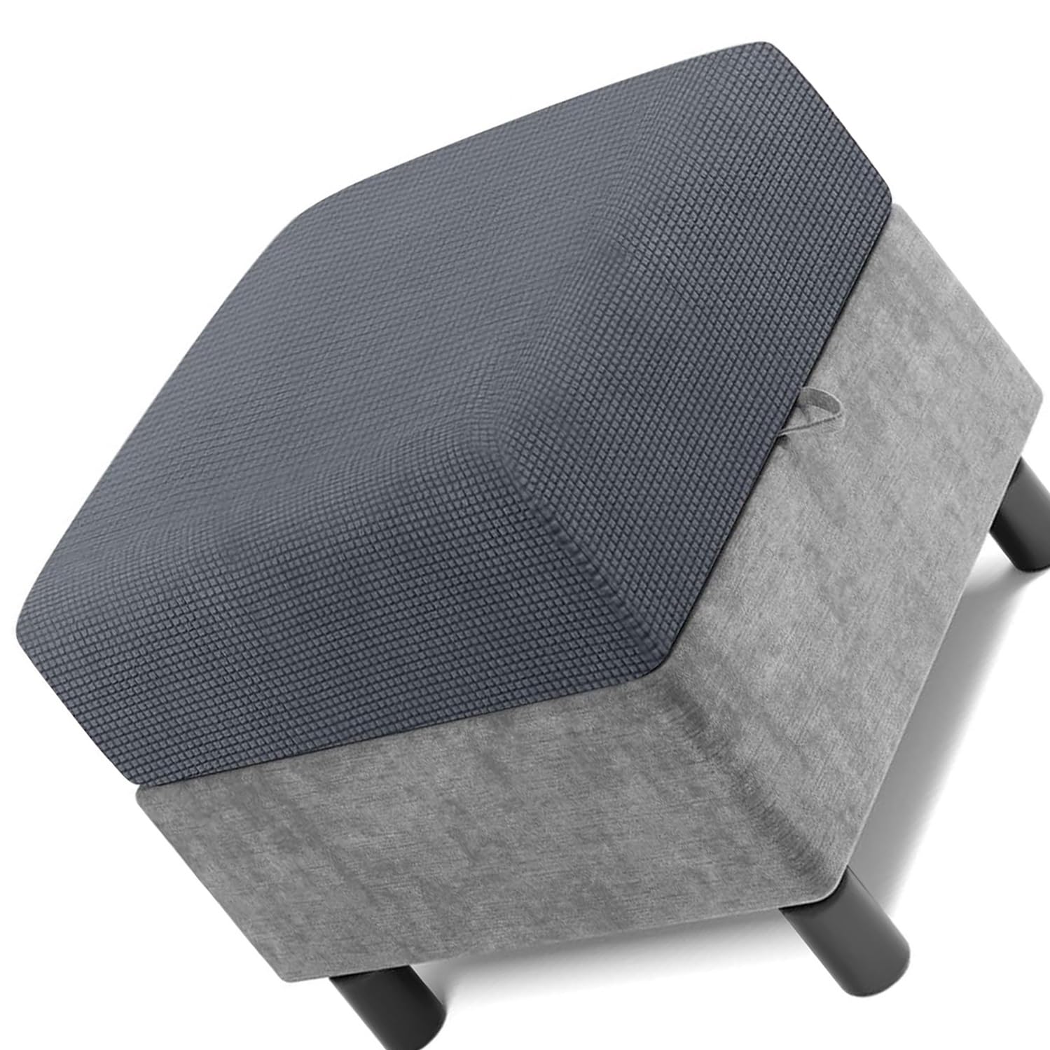Square Ottoman Cover 50x50 60x60 80x80 Stretch Footstool Slipcovers, Soft Protector Pouffe Cover Only, Removable Washable with Elastic Bottom(Grey,50 x 50 cm)