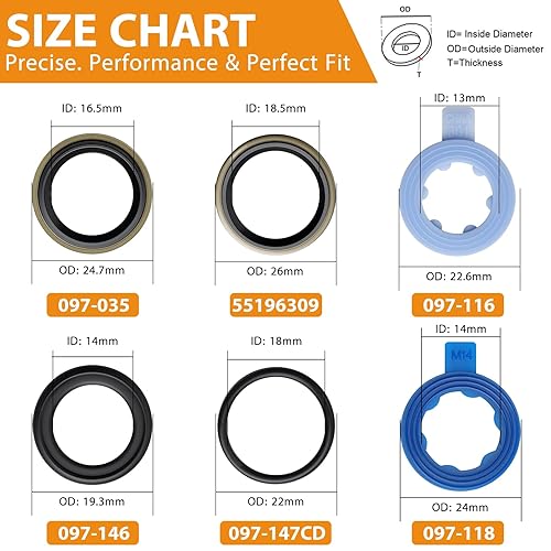 Miniatura 4 de DEEFILL Kit de surtido de juntas de tapón de drenaje de aceite de goma metálica de 100 piezas y 12 tipos para reemplazar 097-021, 097-025, 097-035,
