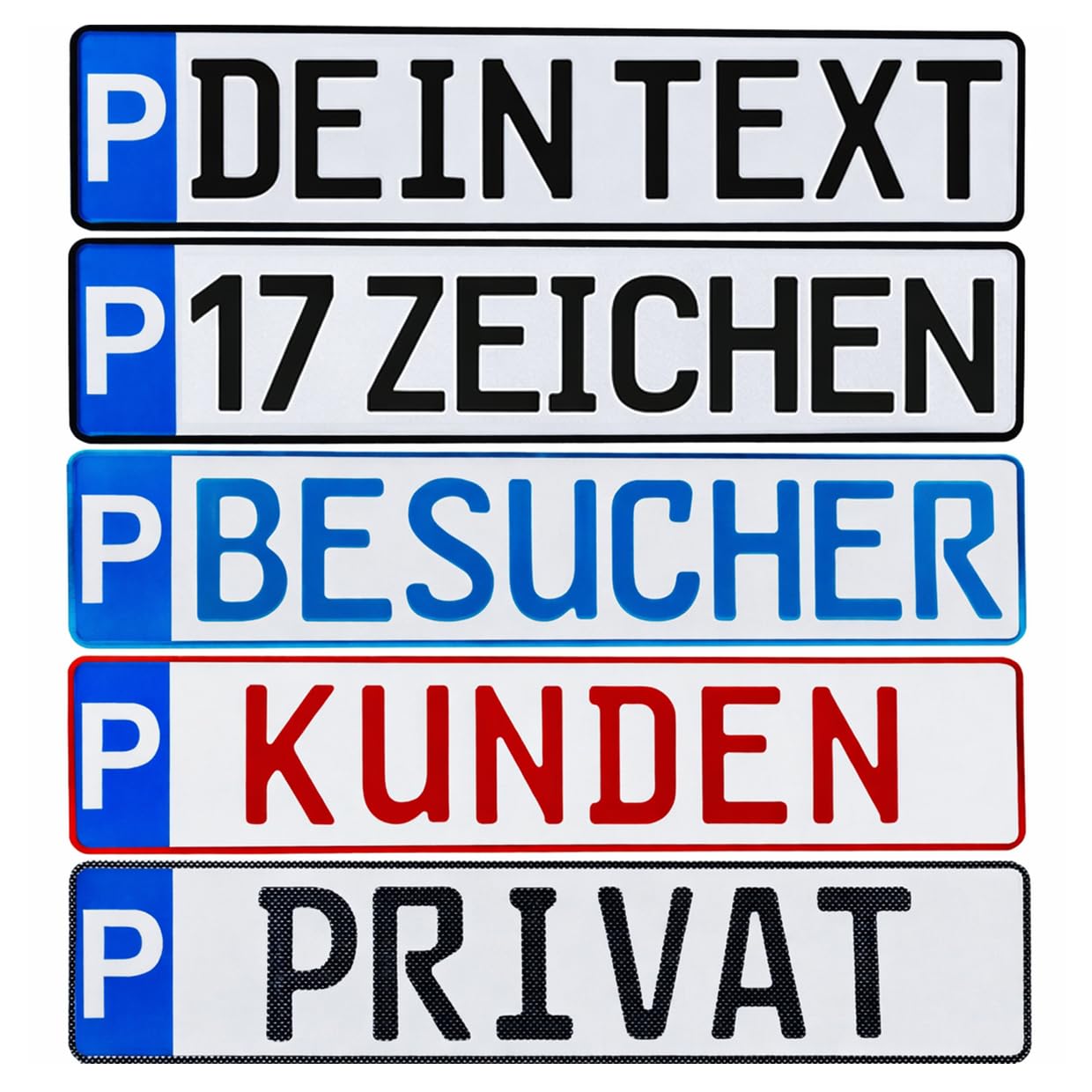 Parkplatzschild Parkplatzkennzeichen Parkplatzkennzeichnung Wunschtext bis 17 Zeichen Parkplatz-Kennzeichen Schild individuell Farbe Bohrung Markierung Parkplatzmarkierung Standplatz Wunschprägung