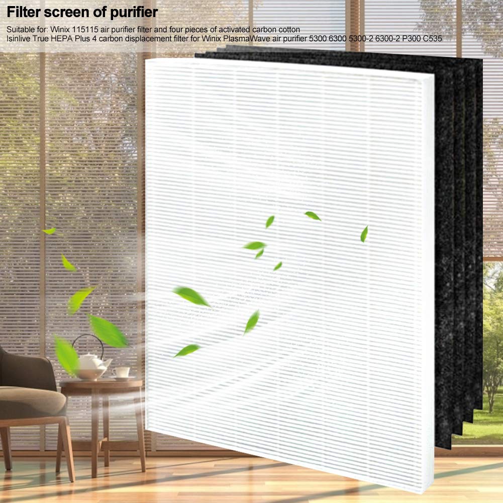 Actived Good 43 X 33 X 6 Luftreiniger-Filtersieb, 4 Aktivkohle-Baumwoll-Ersatz für Winix 115115