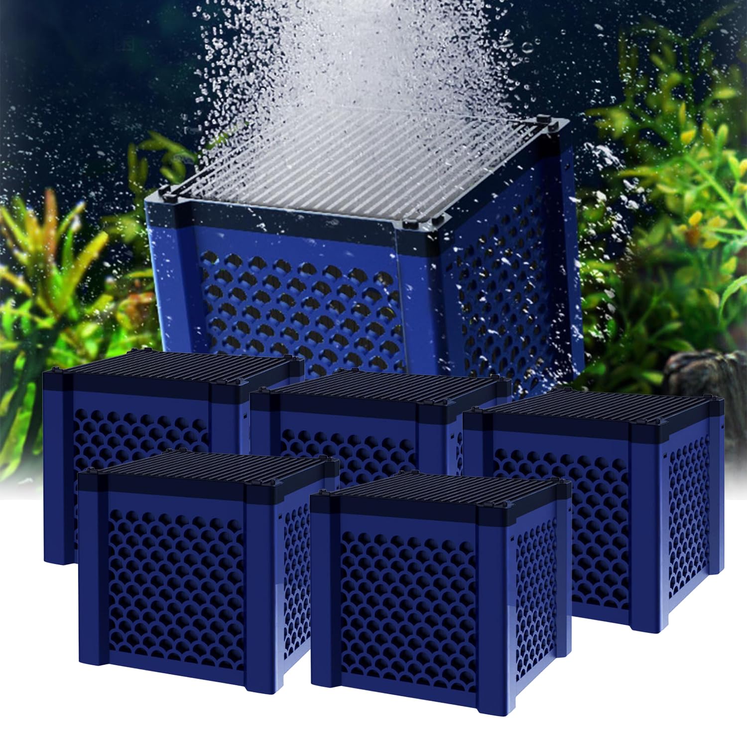 Generisch Lot de 5 filtres à charbon actif pour aquarium, filtre à charbon actif, abreuvoir pour chevaux, filtre à charbon actif, pour bassins, aquarium, réservoir de stockage