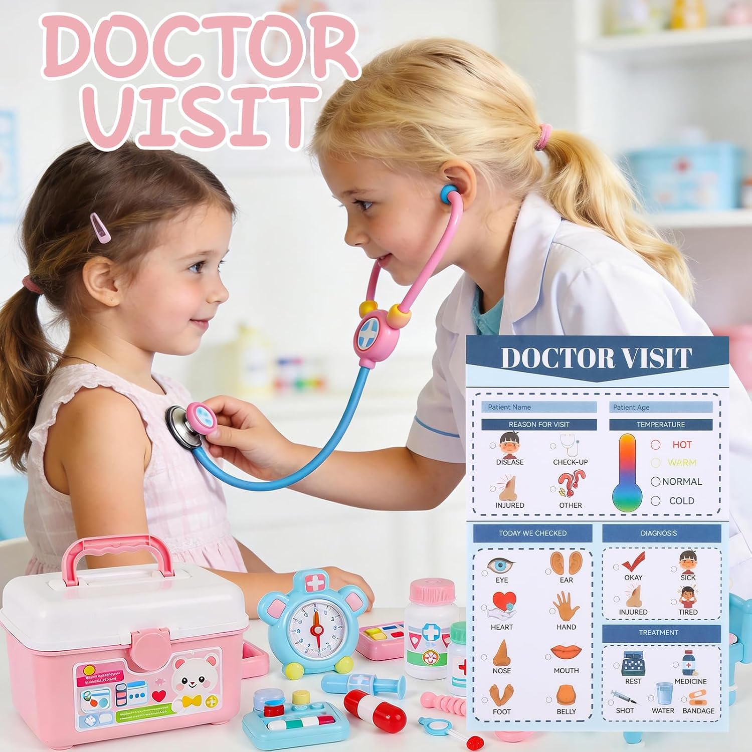 6 Pcs Kids Pretend Play Notepads for Kids 50 Pages Pretend Playtime Notepads Imaginative Role Playtime Bundle Play Pretend Notepads for Kids Include Doctor Police Teacher Vet Coffee Restaurant image 4
