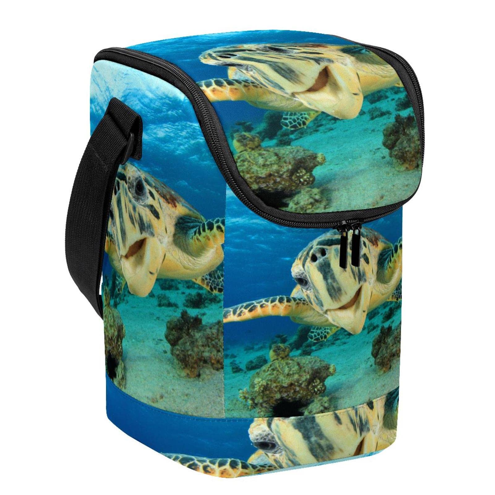 Bolsa de almuerzo porta alimentos térmica con cremallera y estampado azul
