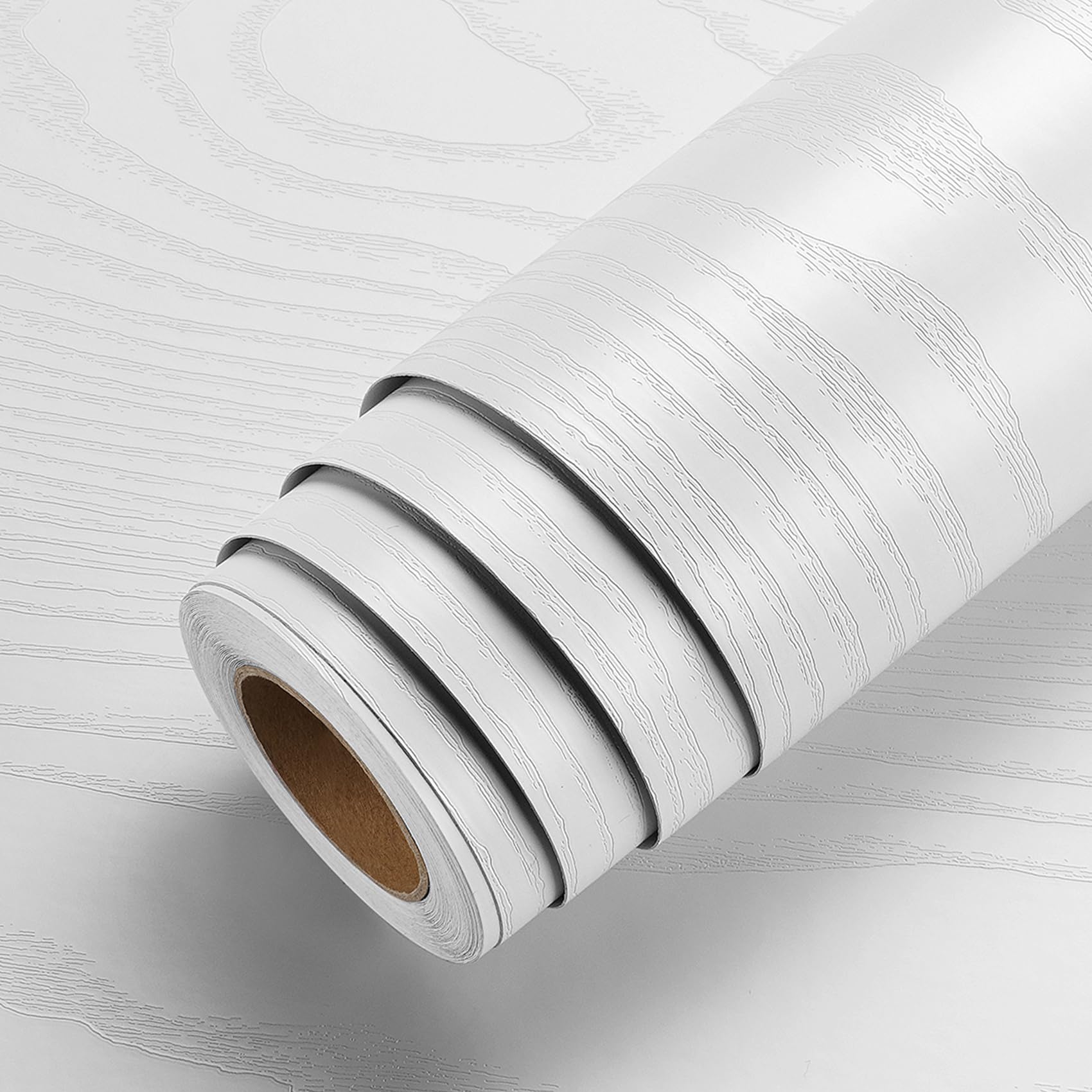 LaCheery Papel Adhesivo para Muebles Madera Clara Papel Pintado Baño Autoadhesivo 90cm x 400cm Gran Tamaño Vinilo Adhesivo Muebles Blanco Brillo Rollo Vinilo Autoadhesivo para Cocina Encimera Armario