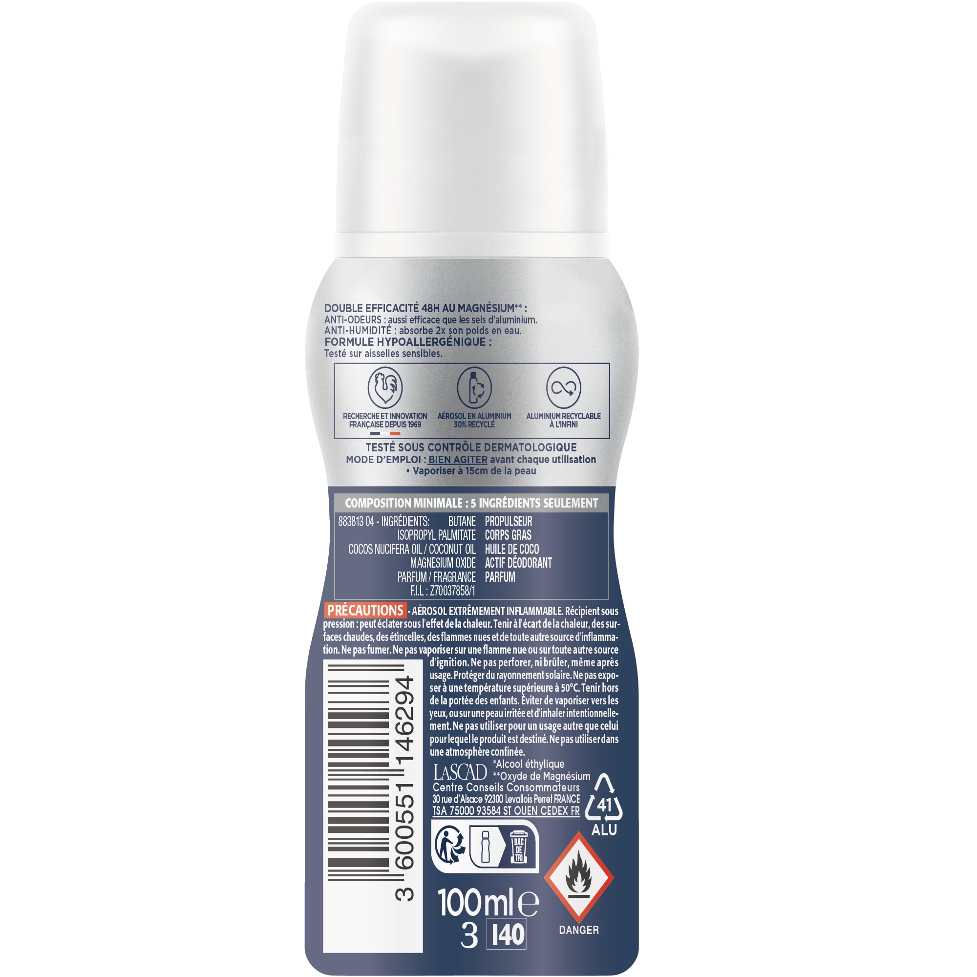 Narta Desodorante para hombre, Magnesium Protect hipoalergénico, aerosol comprimido, 6 x 100 ml