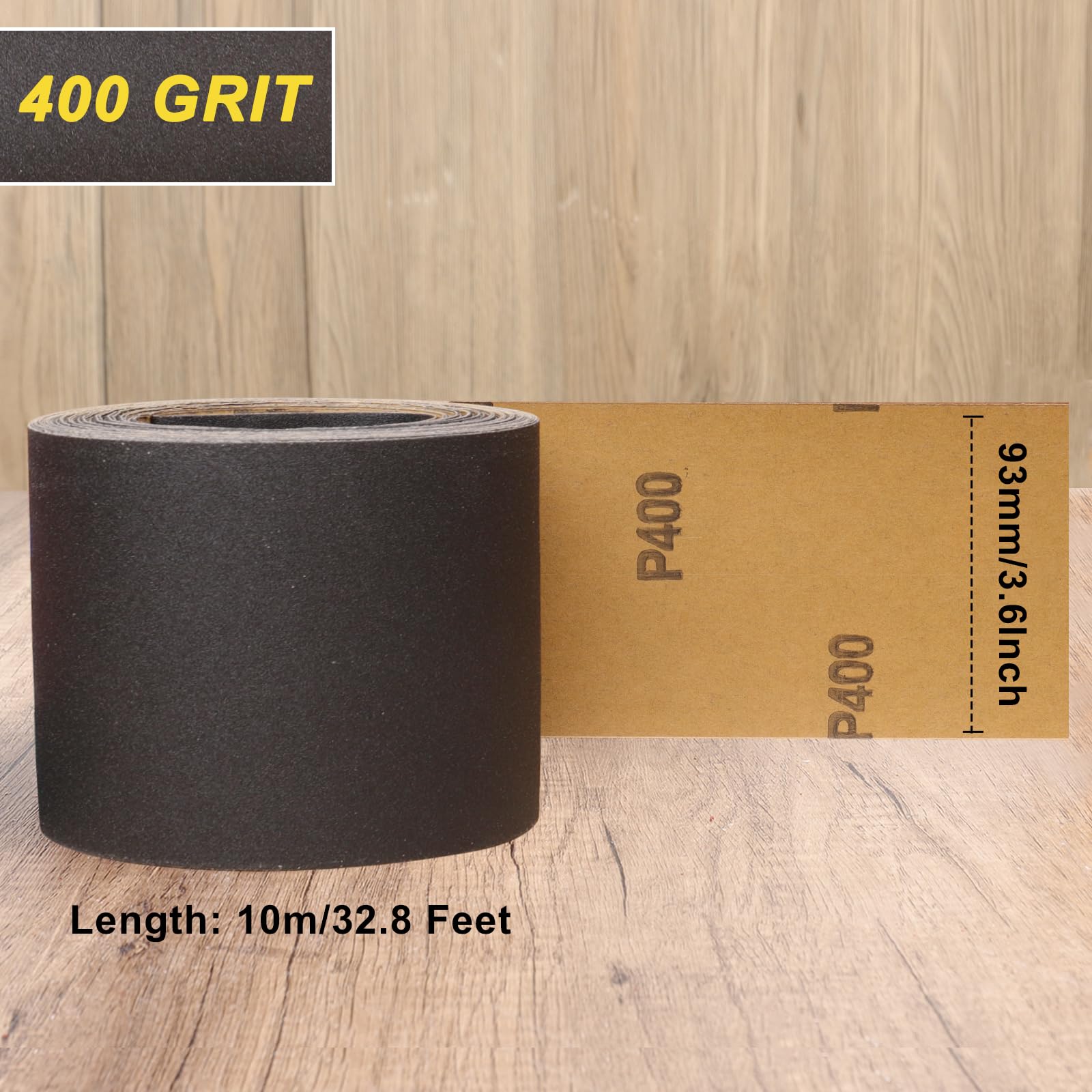 93 mm x 10 m Carburo di Silicio Rotolo di Carta Vetrata per Legno Metallo，Grana 400