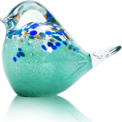 QFkris Figuras grandes de cristal hechas a mano de 7 pulgadas para pájaros de vidrio soplado, peso de papel, coleccionables, escultura de animales,
