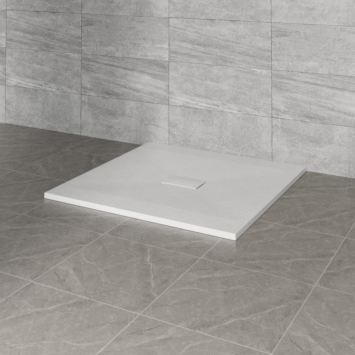 Nrg White 1000X1000mm Smc Square Shower Tray With Fast Flow Waste For Bathroom Enclosures