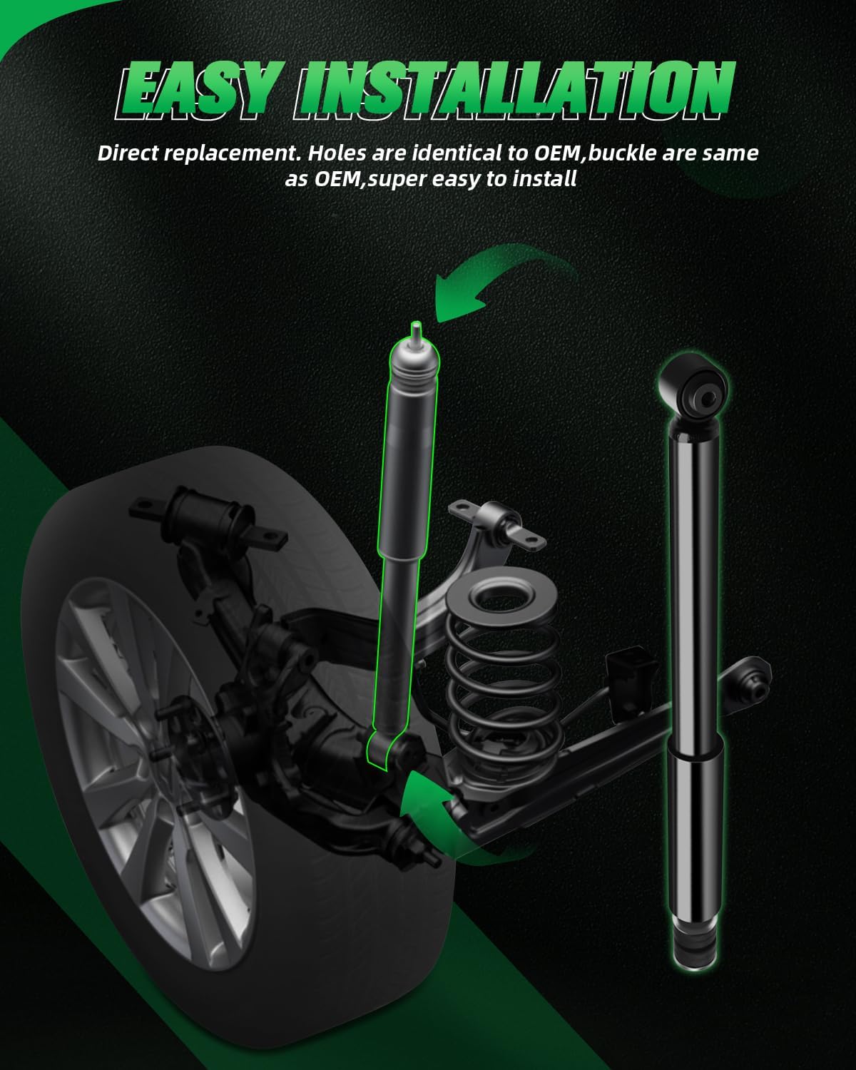 SCITOO Rear Shocks Set of 2 for Fit, Shocks Absorbers and Struts Fits 2007 2008 for Honda Fit Amortiguadores