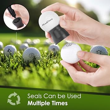 Golf Ball Stamper with Refillable Permanent Ink - Golf Ball Stamp Marker to Identify Golf Balls - Golfing Accessories Reusable Golf Ball Marking Tool Great Gifts for Men and Women Golfers