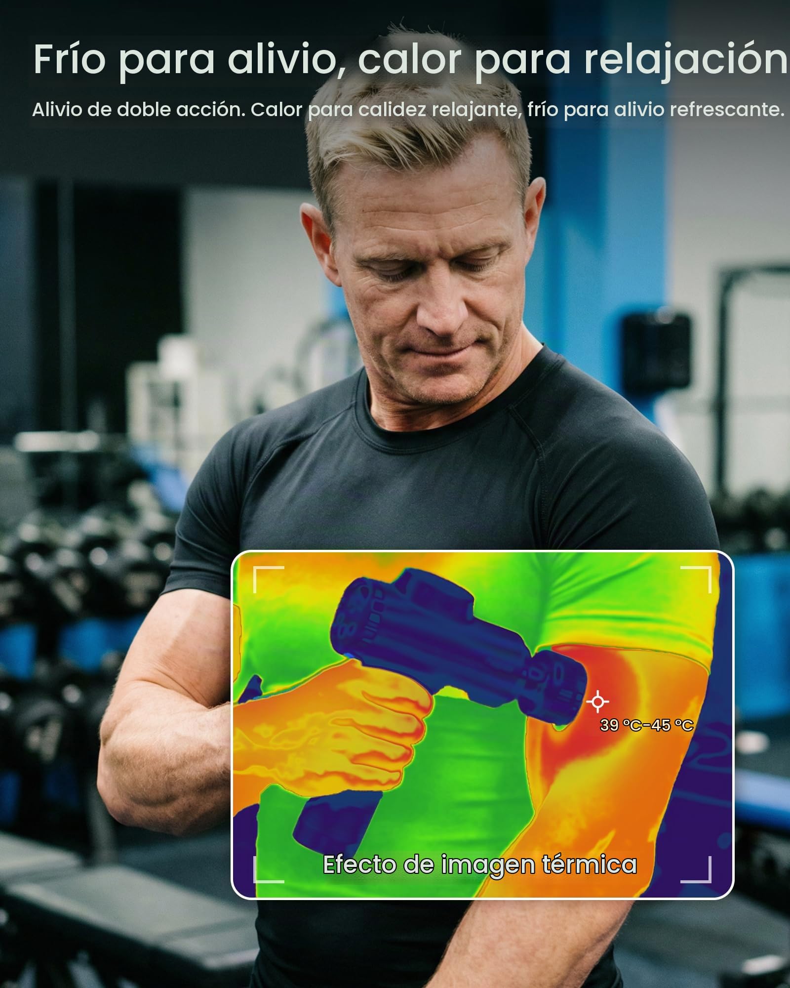 Pistola de Masaje Muscular con Calor y Frío [2026], Masajeador Tejido Profundo 10mm, Motor Silencioso 40dB, 5 Velocidades, Pantalla LED, Massage Gun Cervical Espalda Piernas, Regalo Hombre Mujer