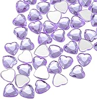 Vista 29 de MECCANIXITY 60 piezas de diamantes de imitación acrílicos de corazón de 0.59 pulgadas (0.591 in) con parte trasera plana, gemas de plástico