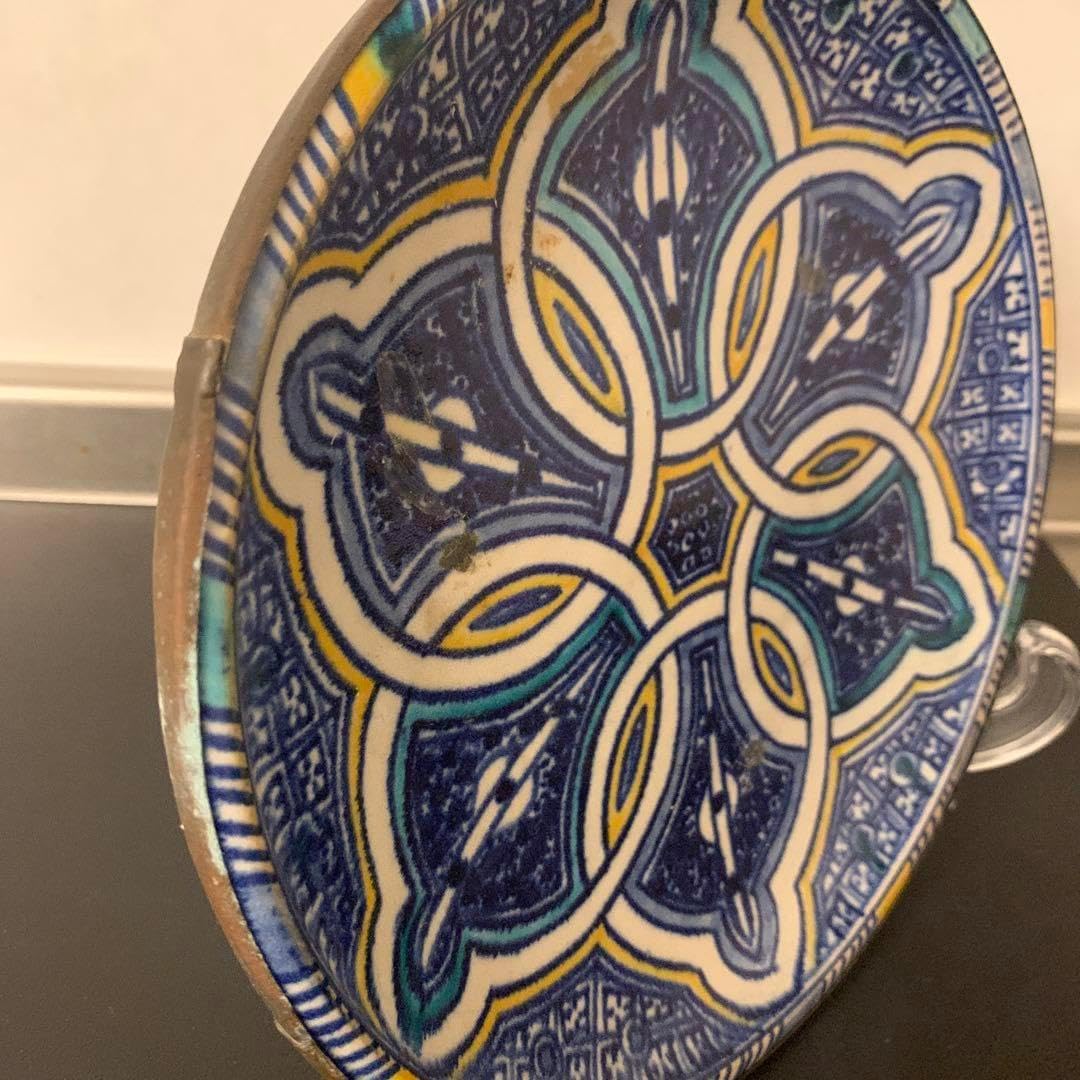 中東陶器 絵皿 鉢 アンティーク 金環 骨董 送料込 中東陶器