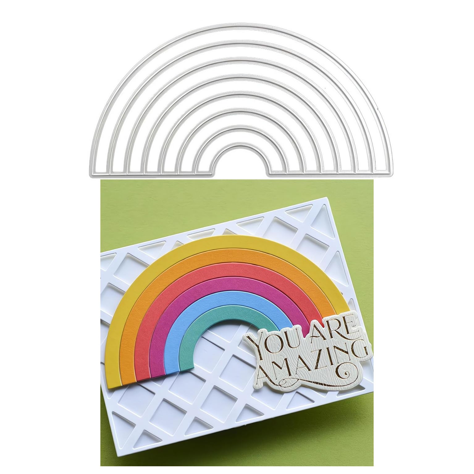 Matrices De Découpe Arc-en-ciel En Acier Carbone - 2 Modèles (130x101mm Et 120x105mm) - Pour Scrapbooking Et Cartes - 13