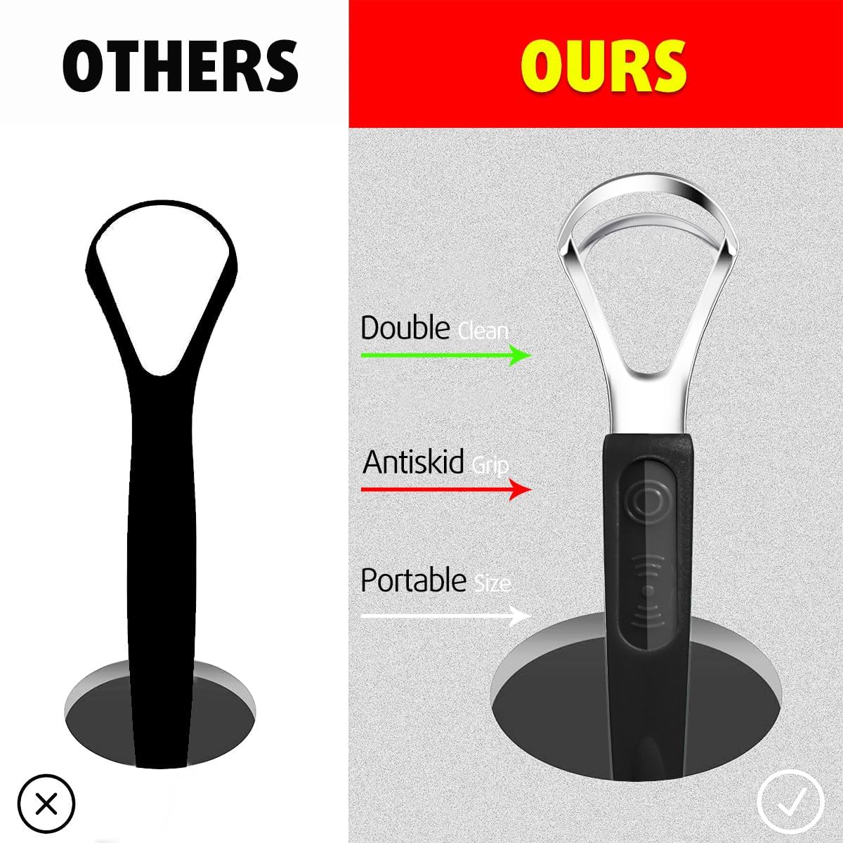 Raspador de lengua para niños, paquete de 4 raspadores de lengua de acero inoxidable, rascador de lengua de metal para adultos, rascador de lengua duradero con funda de viaje para reducir el mal