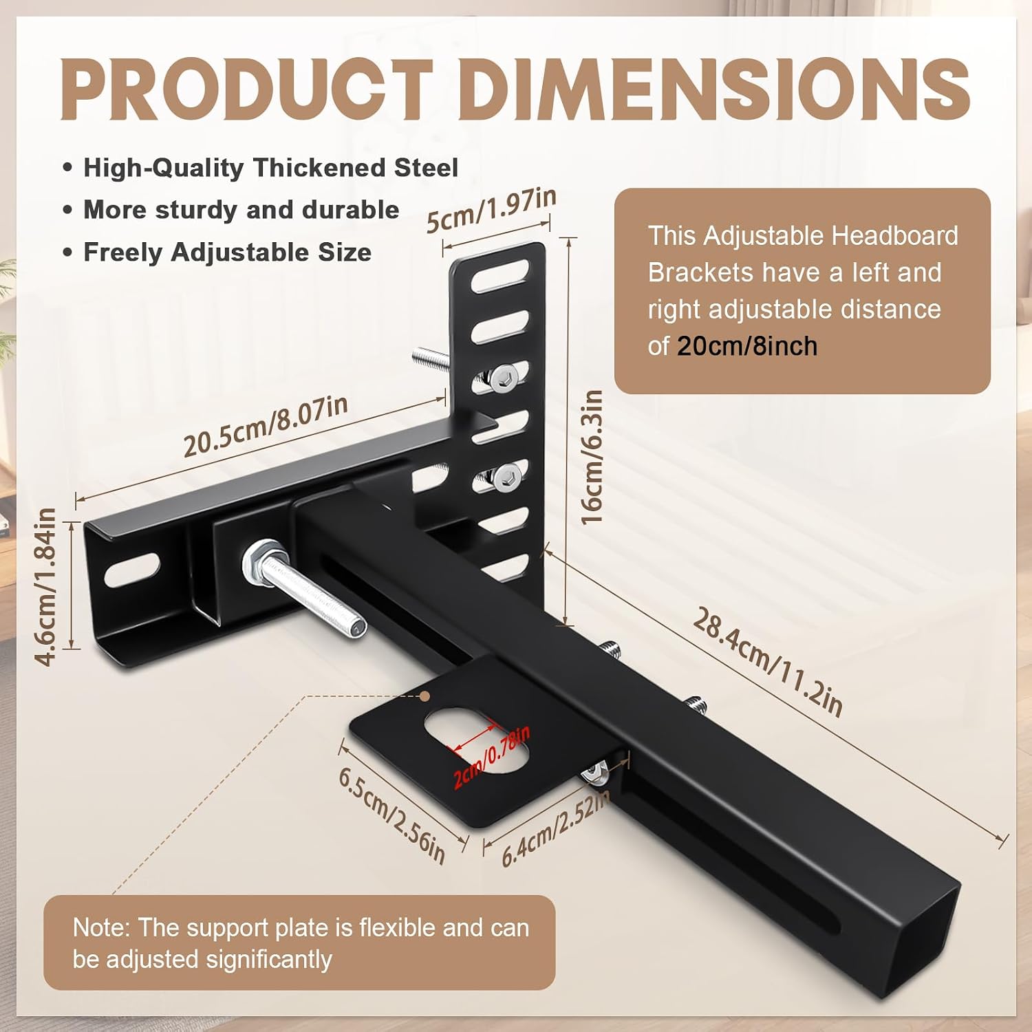 Headboard Brackets | Universal Headboard for Adjustable Bed & Metal Bed Frame Mounting Brackets with Footboard Extension Kit | Fit Twin Full Queen King, 2 Pack Matte Black