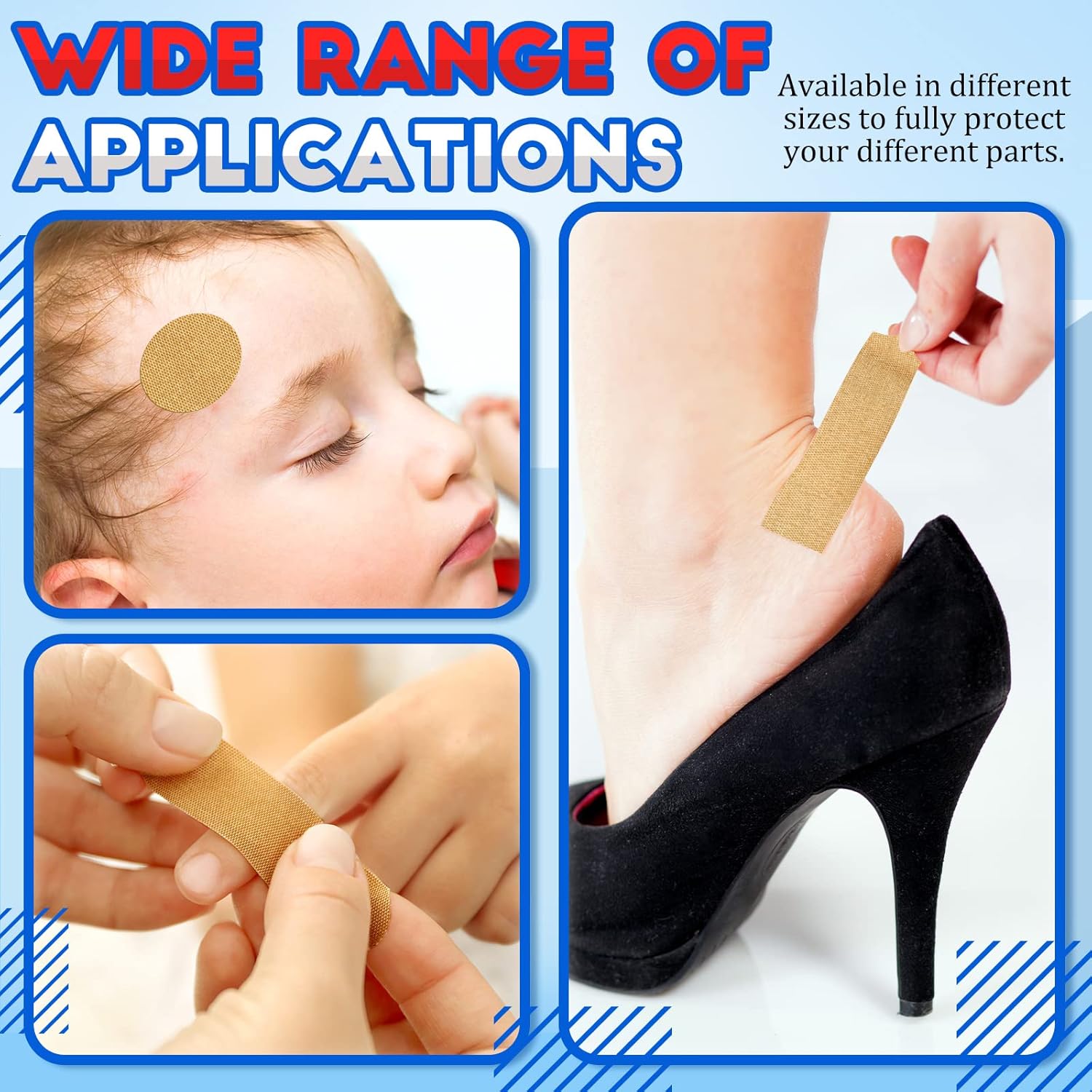 Assorted Bandages - 1200 Pieces, Flexible Fabric, Family Variety Pack, Small Comfortable Fingertip, Various Sizes Spot, Round Cloth for Aids