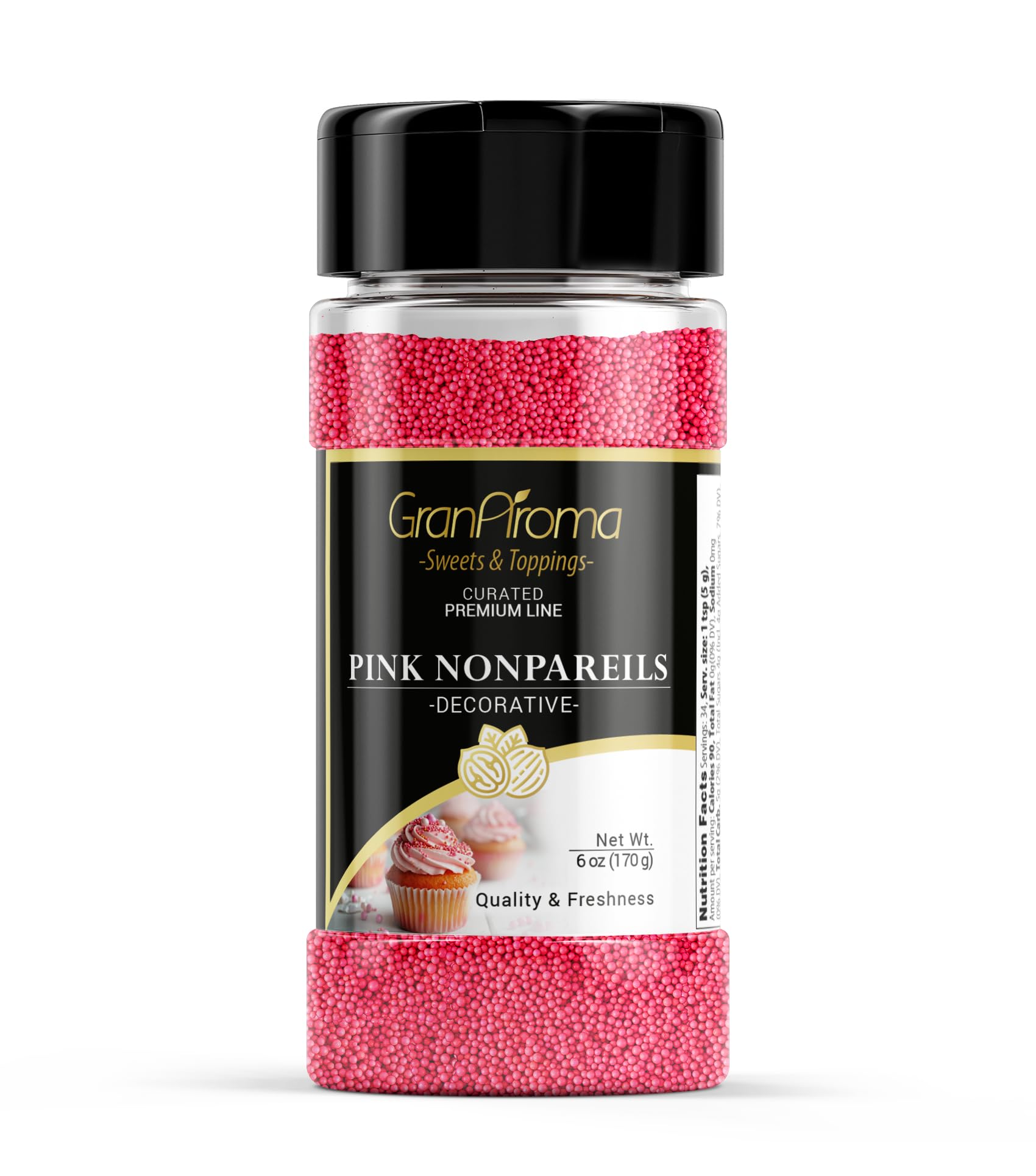 GranAroma Pink Nonpareils, Decorative Sprinkles, Cakes & Cookies, Bakery Staple (6 Ounce)