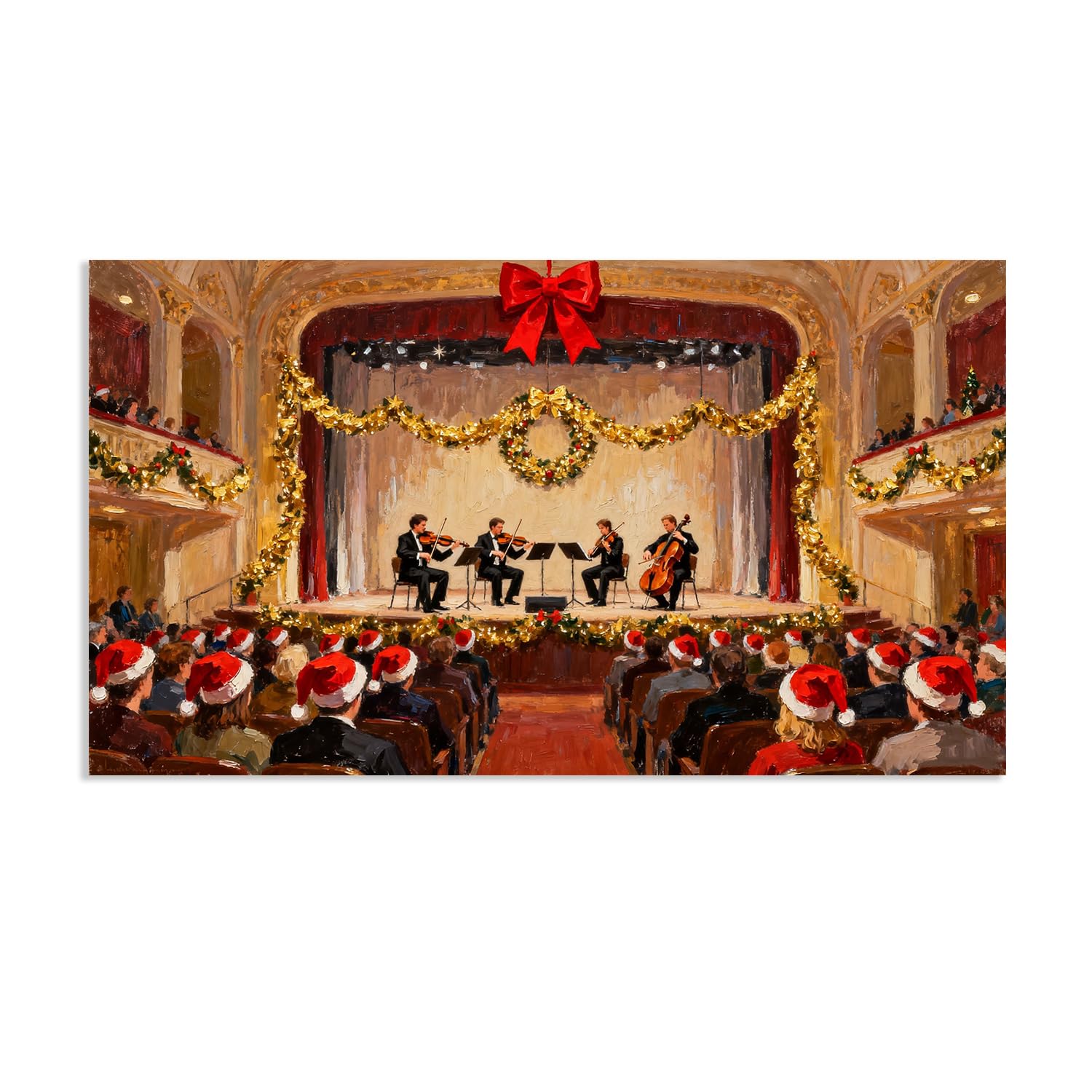 Hau3sh3a Quadro Natale per pareti Stampa su tela con Concerto Celebrazione della Gioia poster Decorazione murale Natale per Per salone cucina camera Regalo festivo 70x120cm(28x47in) Senza telaio