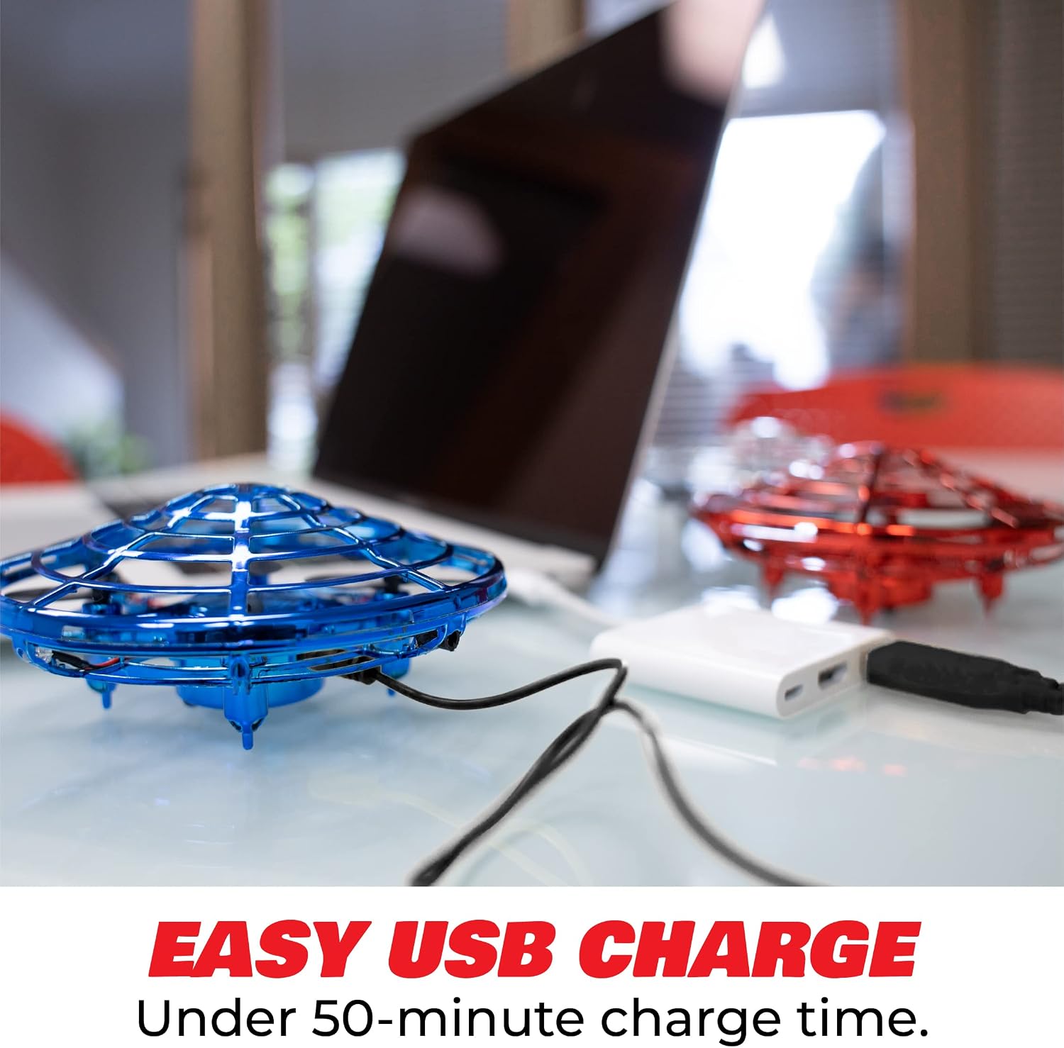 Force1 Scoot Duo Hand Operated Drone for Kids or Adults - 2pk Hands Free Motion Sensor Mini Drone, Easy Indoor Small UFO Toy Flying Ball Drone Toys for Boys and Girls (Red and Blue)