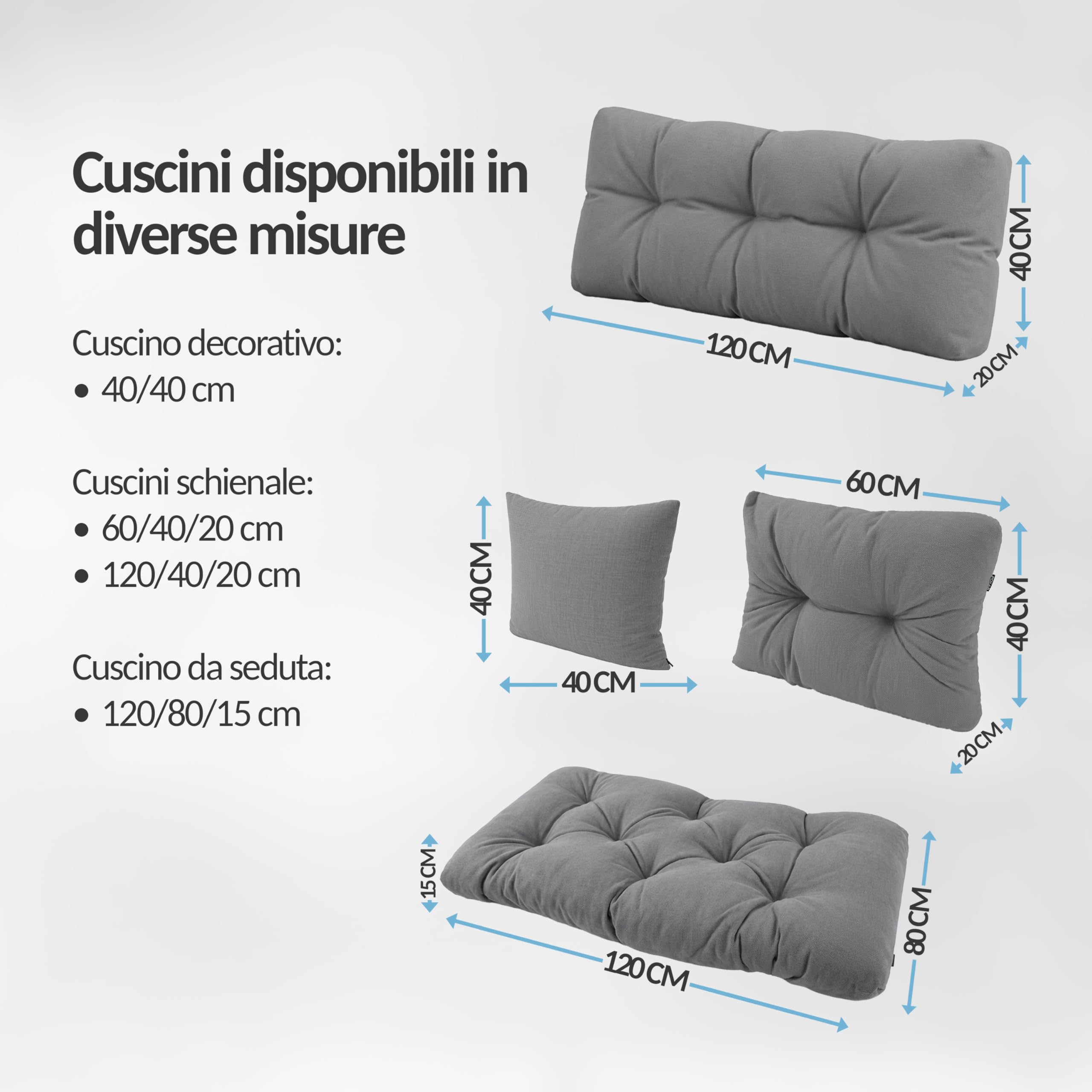 POKAR Set 2 pezzi Cuscini Europallet 120x80cm 120x40cm beige Divano Giardino Interno Esterno