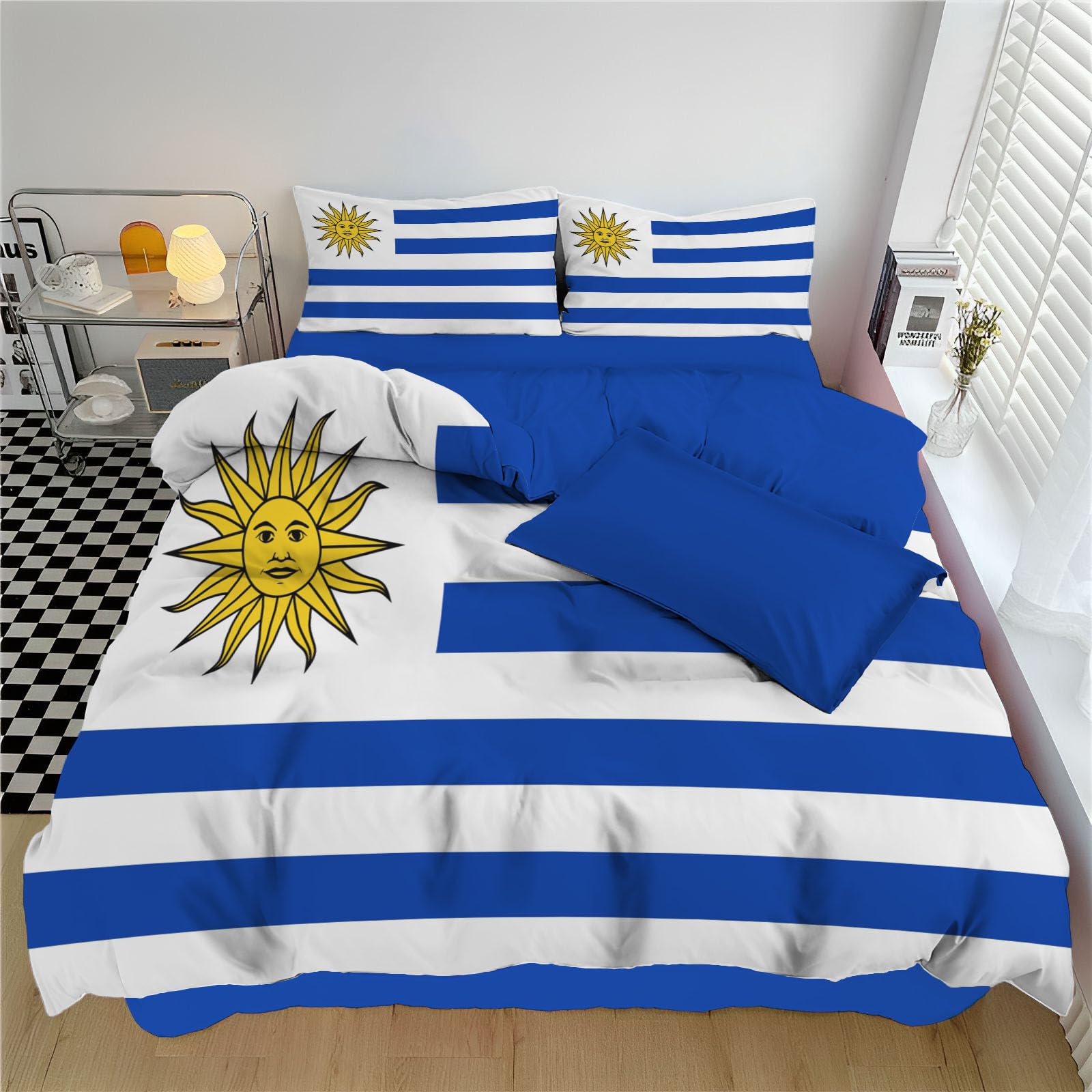Housse de Couette Uruguay 200x200cm avec Taie Parure Lit Douce