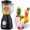 1400 Watt Blender with Glass Container 1.5 Litres BPA-Free 6 Stainless Steel Blades Smoothie Maker Blender Ice Crusher Black