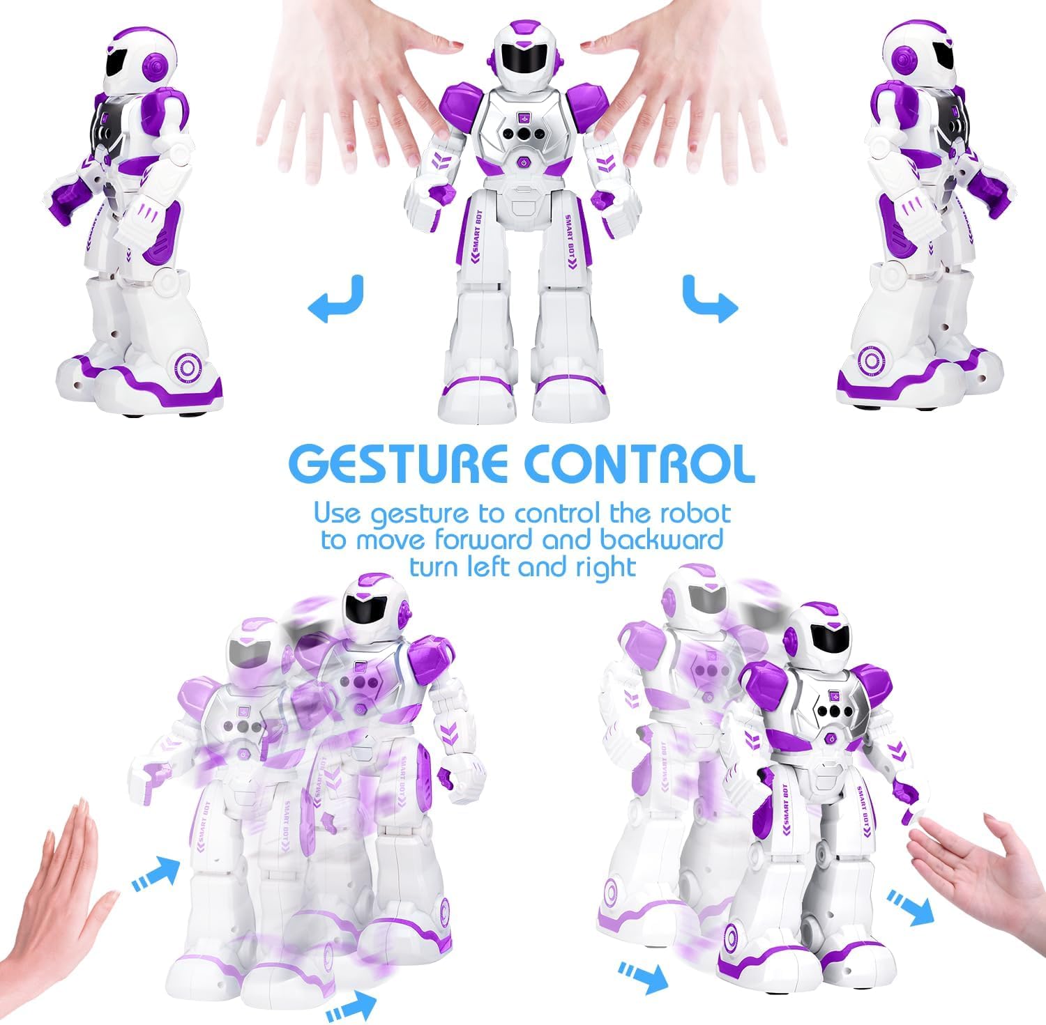 KingsDragon Robots Toy for Kids, RC Gesture Sensing Toy, Interactive Walking Singing Dancing Robot Birthday Presents for Boys Girls Age 6 7 8 9 Years Old,Purple