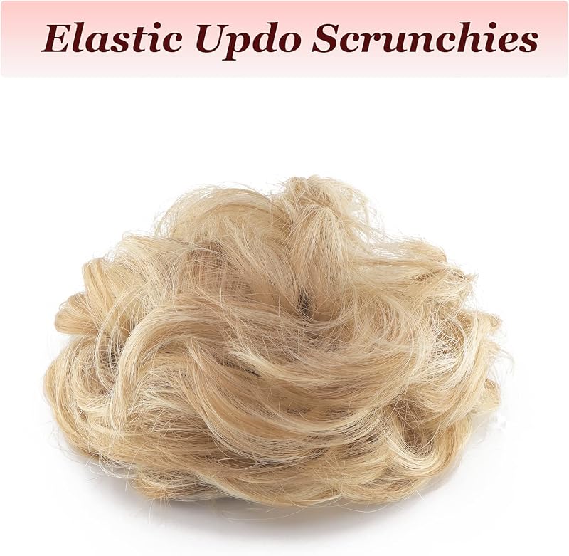 Cybelleza Hajkonty Scrunchie - Hullámos Műhaj Lófarok 35g Hamvas Barna & Szőke - Kontyrakó Hajgumi Feltűzött Frizurákhoz