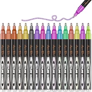 Aen Art Double Line Markers Outline Pens, Squiggles Shimmer Outline Mark...