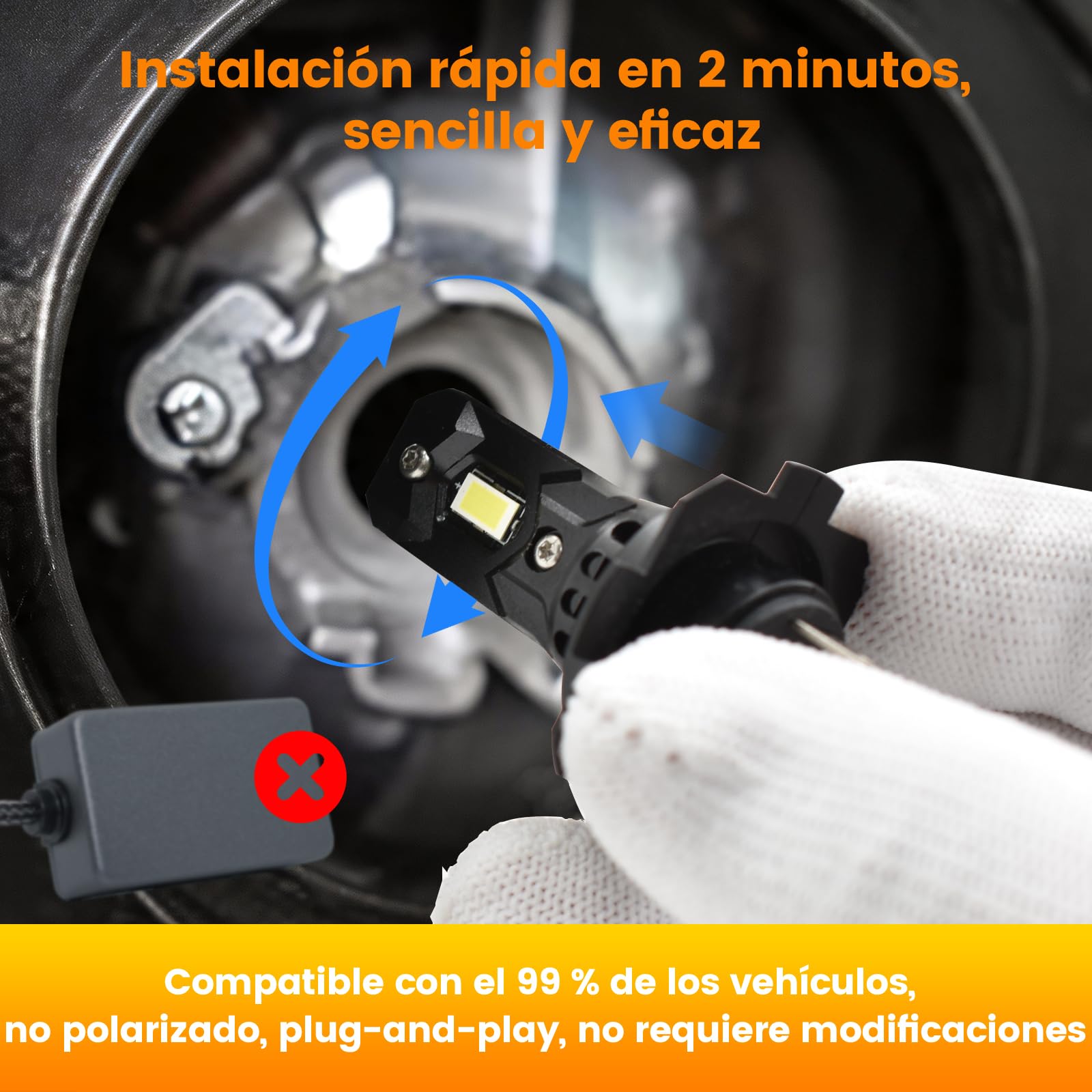H7 LED, 55000LM 7500K Blanc Froid, 12V Ampoule H7 LED de Phares Voiture Automobile Avec Ventilateur, 900% Luminosité, 1:1 Mini Taille, IP68, Remplacemenes HalogèNes, Plug-N-Play