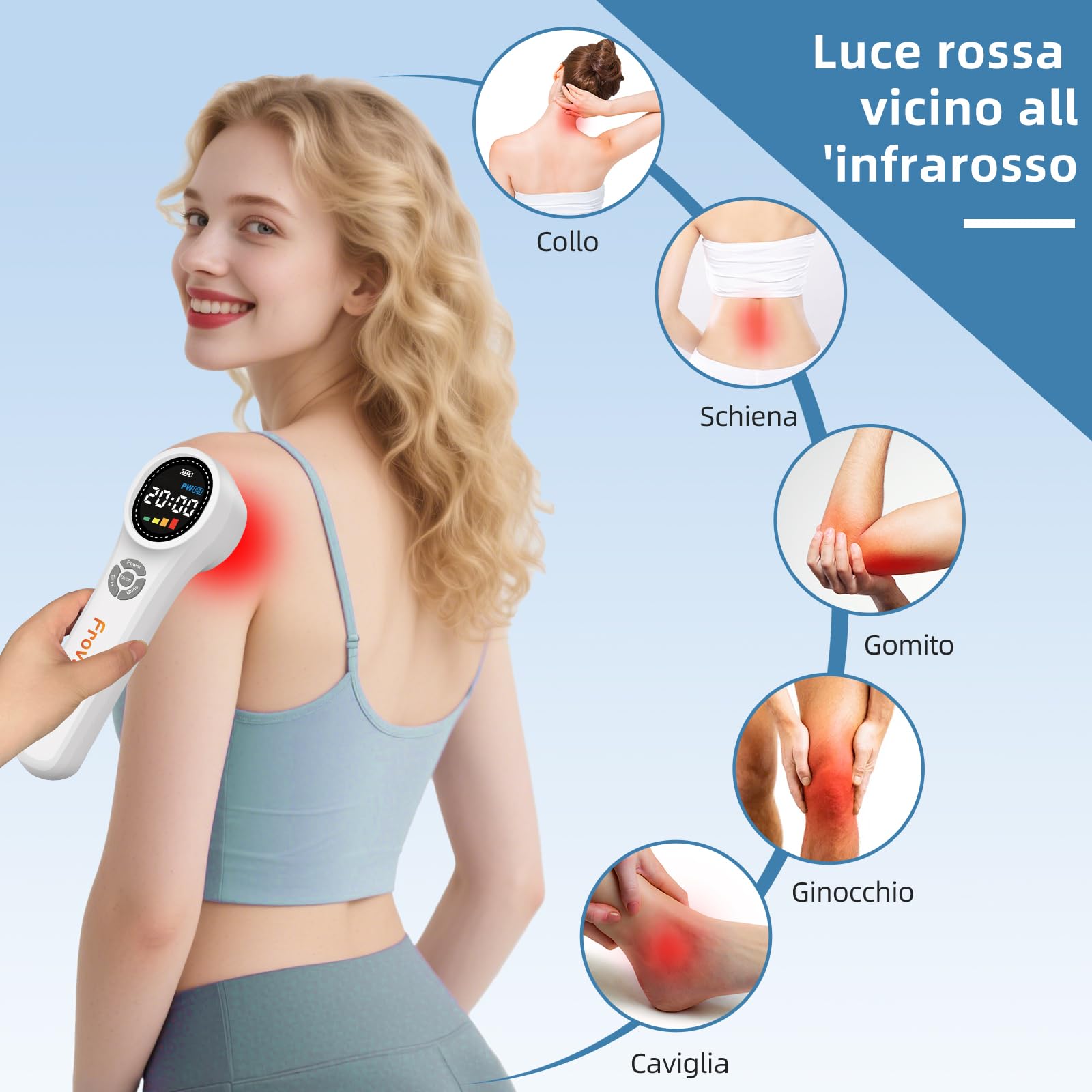 Dispositivo di Terapia Della 4pc 980nm e 4pc 810nm e 16pc 660nm Terapia Palmare con Luce Rossa Fredda per Alleviare Il Dolore a Casa Terapia Della Rossa per i Muscoli Schiena Ginocchio