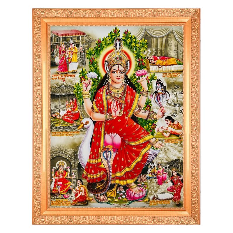 Cadre Manasa Mata doré artwork luxe zari argenté pour décoration murale élégante