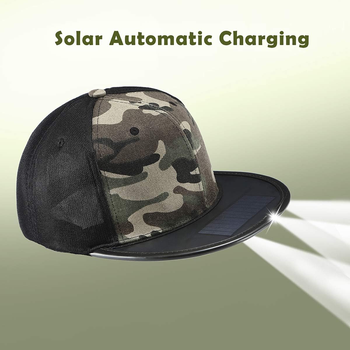 Hat with LED Lights Solar Rechargeable for Fishing Hunting Biking Walking Outdoors Lighted Cap