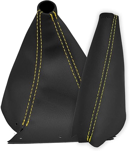 Miniatura 3 de Autoguru Manual & E Cubierta de la bota del freno de cuero hecha para Nissan Skyline R33 93-98 Puntada amarilla