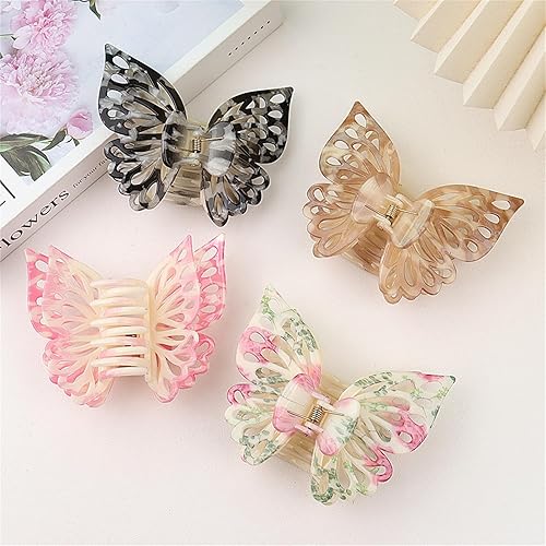 Miniatura 6 de Pinzas para el cabello de mariposa de 4.3 pulgadas, pinzas de mariposa para mujer, pinzas para el cabello grueso, pinzas de pelo mate, pinzas de