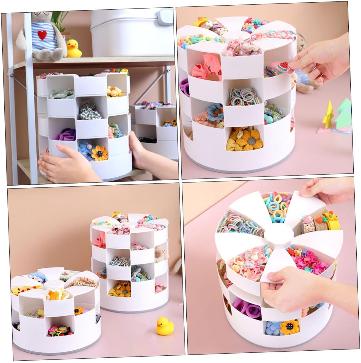 Holibanna Creative Girls Hair Accessory Storage Case Rotatable Jewelry Box for Boys and Girls White Multi Organizer for Hairpins Ropes Items Sundries Holder