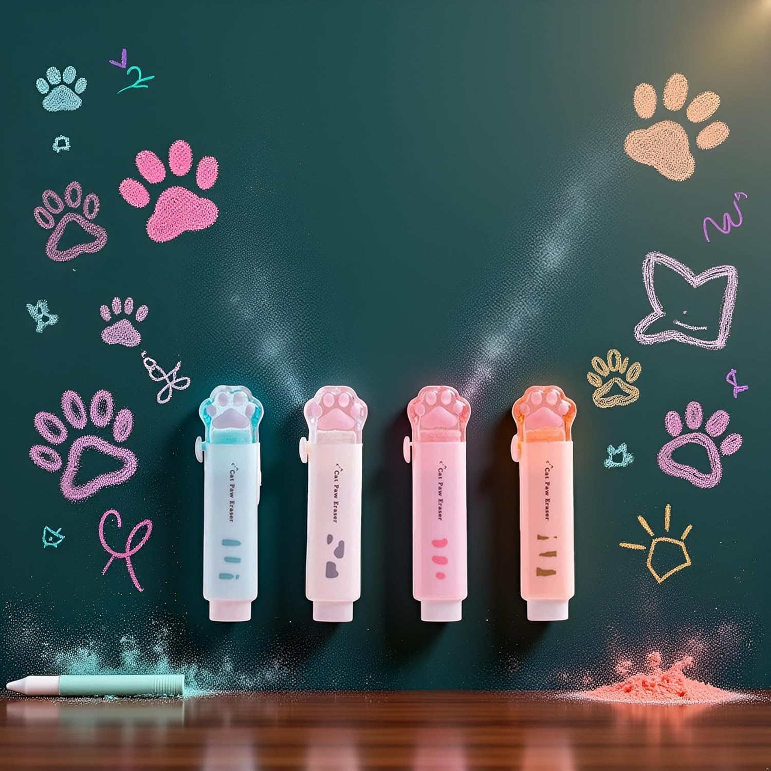 1Pc Random Color Student Rubber Rubbing Eraser Retractable Reward School Supplies Push-Pull Cat Paw Cute Eraser School Pencil Eraser Pencil Eraser Standard - Image 3