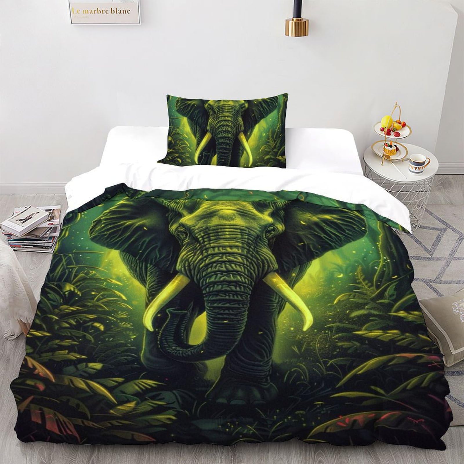 Parure de lit éléphant 135x200cm finition microfine haut de gamme
