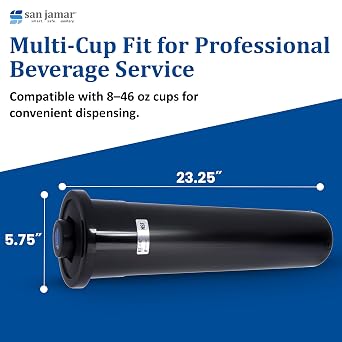 San Jamar 23.25-Inch In-Counter Cup Dispenser, 8-46 oz, Black