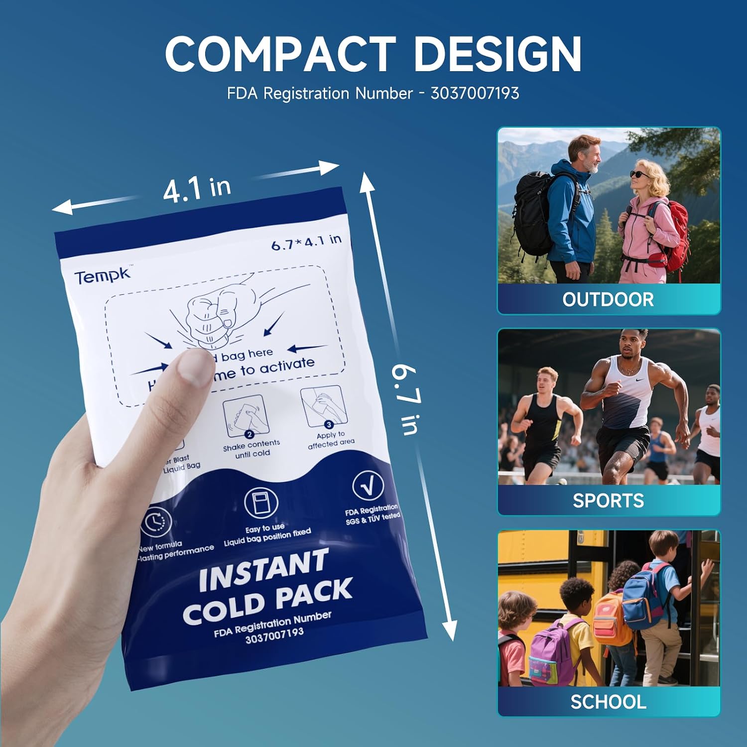 Big 25 Packs(6.7”x4.1“) Instant Cold Packs -Instant Ice Packs for Injuries | Disposable Cold Compress Ice Pack for Pain Relief, Swelling, Inflammation, Sprains, Toothache - Cold Pack for Athletes
