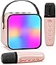 ShinePick カラオケマイク Bluetoothマイク２本無線マイク ミニ カラオケセット家庭用【技適認証済み】ワイヤレス スピーカー PAセット ステレオ対応 KTV ボーカル消去 USB/TFカード/Aux再生 室内/アウトドア Android/iPhoneに対応 日本語取扱説明書付き (ピンク)