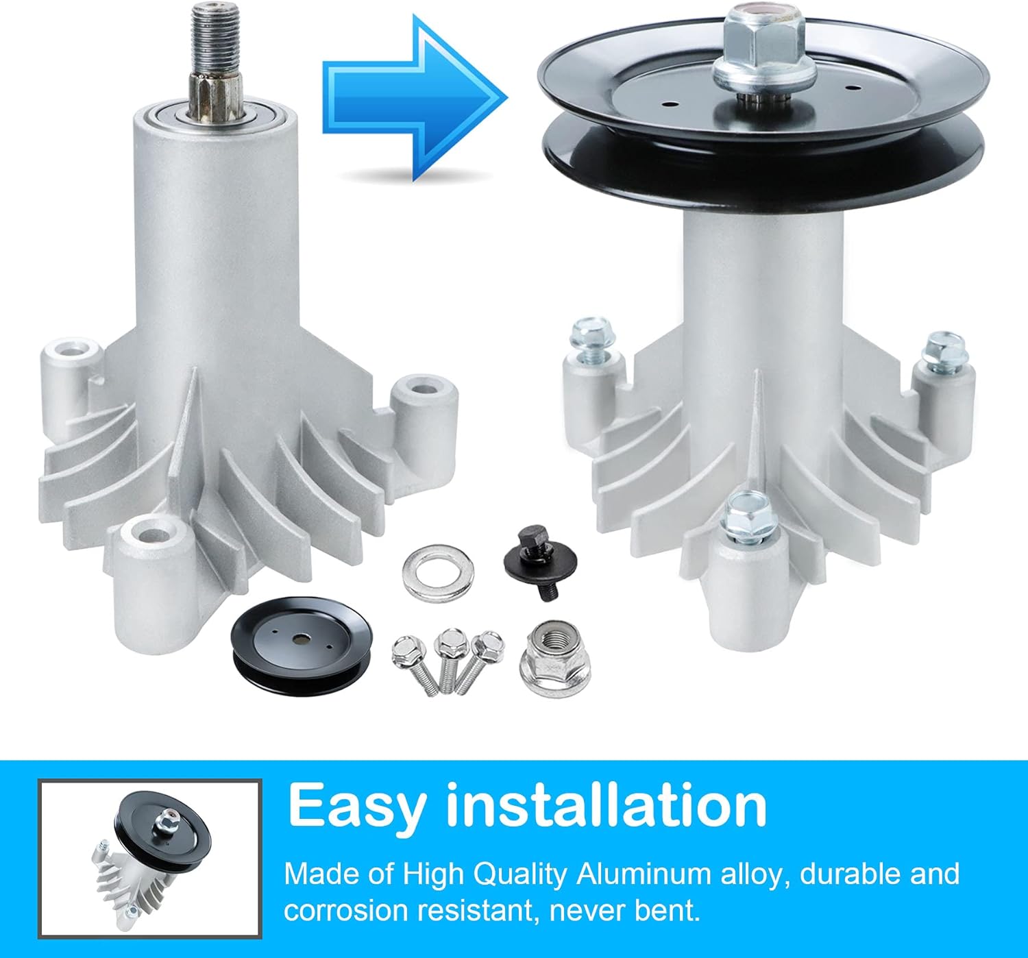 42" Lawn Mower Spindle Assembly Craftsman LT1000 LT2000 LT4000 Compatible with AYP 130794 532130794 + 2 Spindle Pulleys 153535 173436 129861